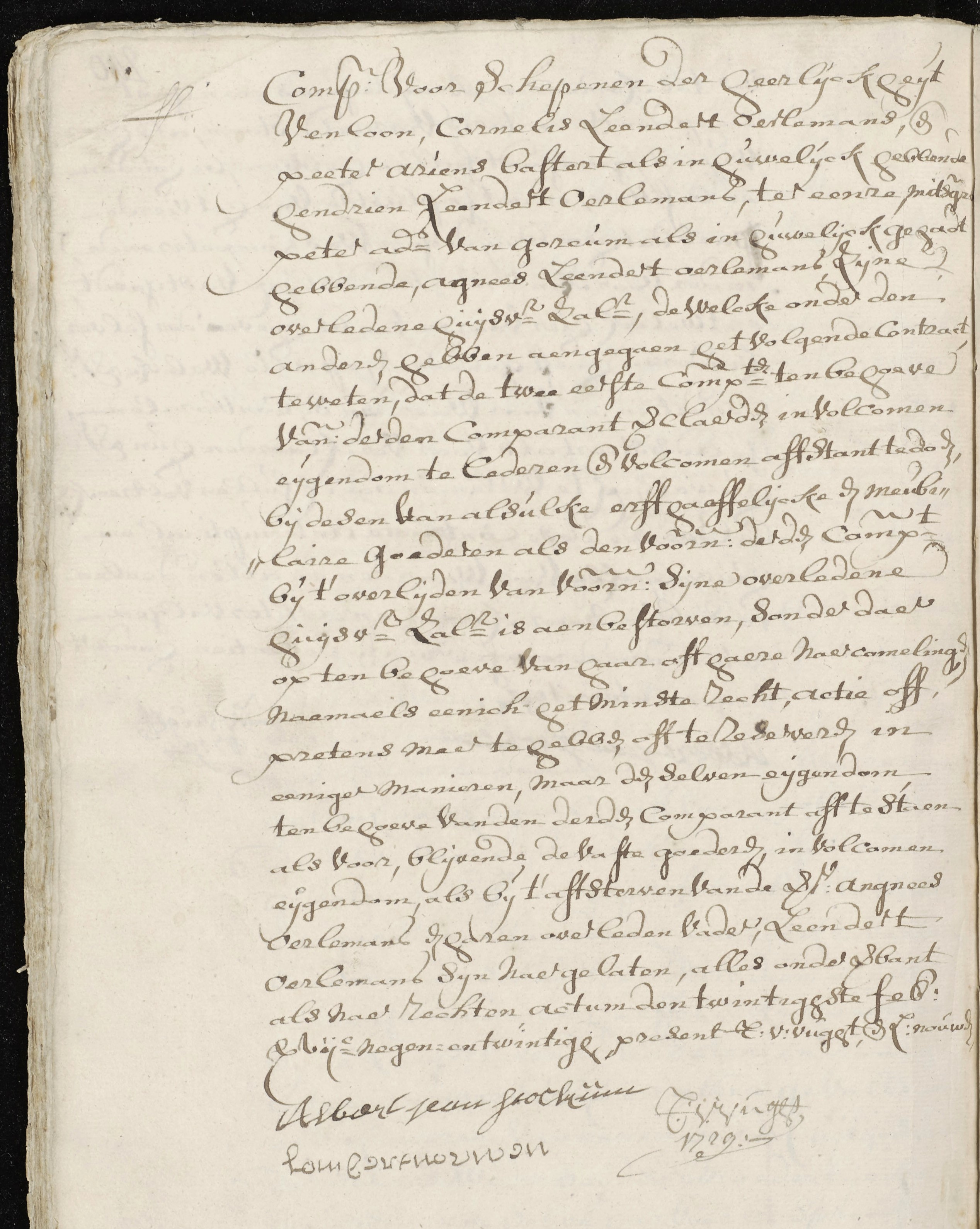 oerlemans_cornelis_leendert__en_p._a._bastert__man_van_hendrien_l._oerlemans_contract_met_peter_adr._van_gorcum__wed._van_agnees_l._oerlemans_op_20_febr._1729_-_loon_op_zand__schepenbank_inv_90_f_240v.jpg